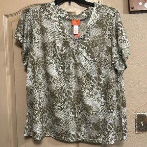NWT Sz 1x hearts of palm a touch of tropical top